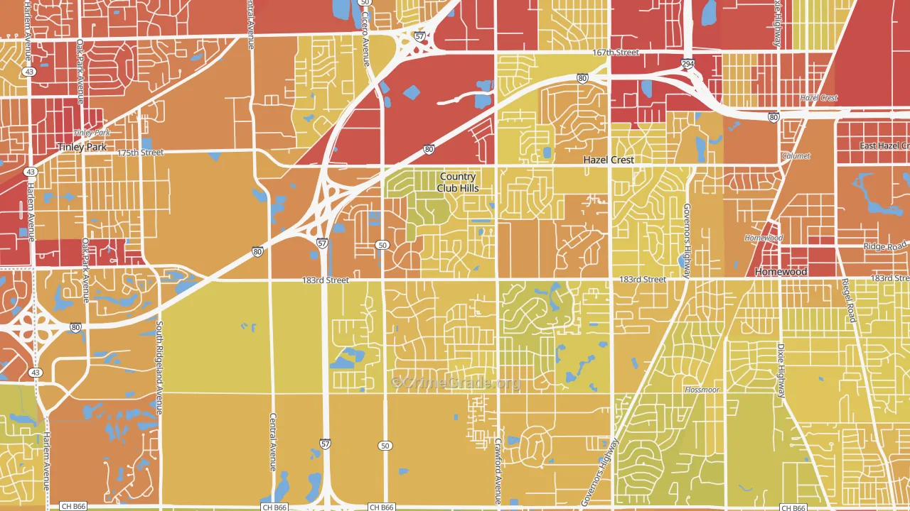 60478, IL Map of Vehicle Theft Rates
