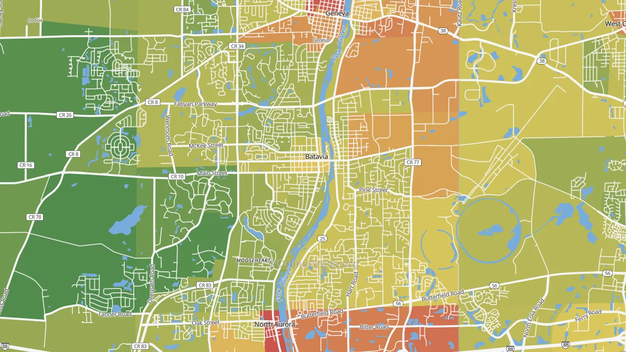 60510, IL Map of Vehicle Theft Rates