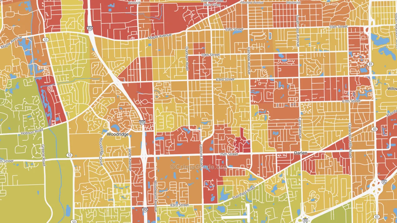 60516, IL Map of Vehicle Theft Rates