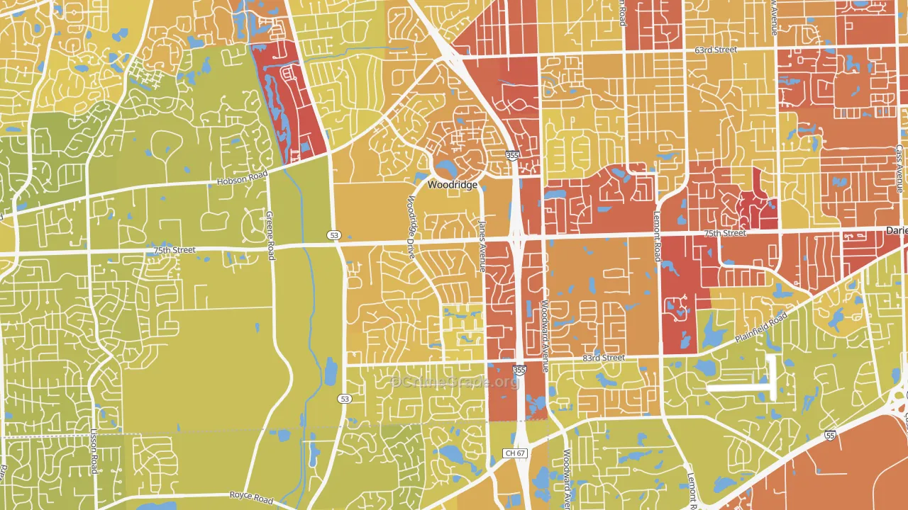 60517, IL Map of Vehicle Theft Rates