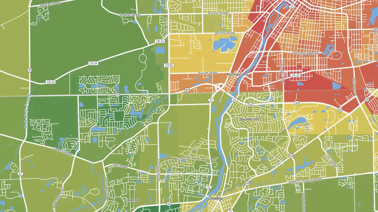 60538, IL Map of Vehicle Theft Rates