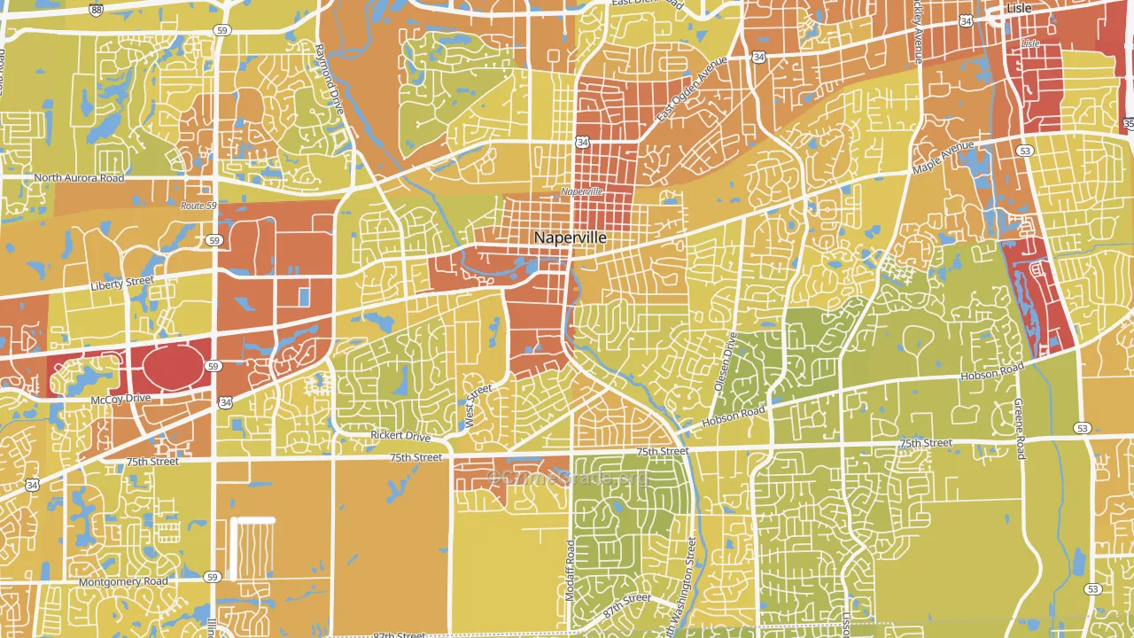 60540, IL Map of Vehicle Theft Rates