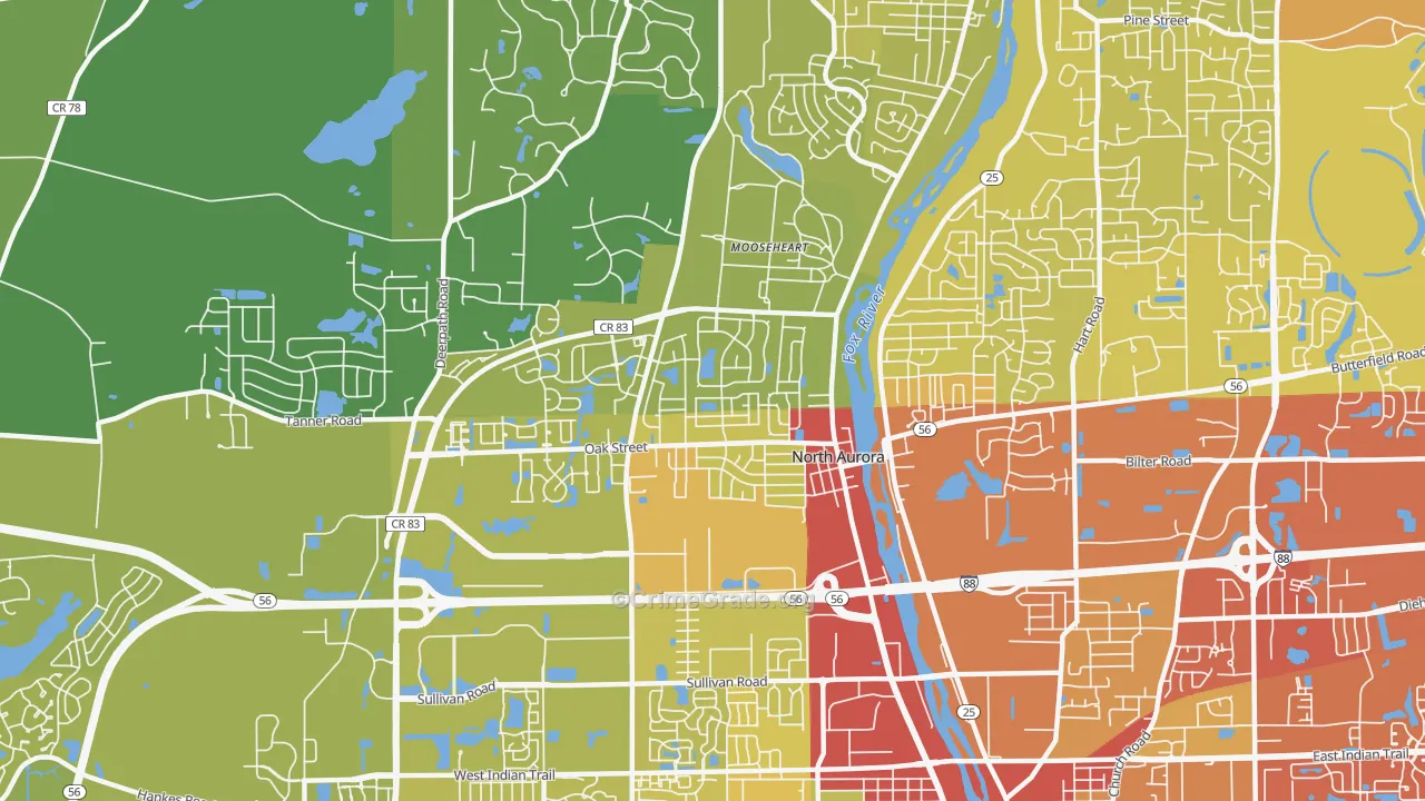 60542, IL Map of Vehicle Theft Rates