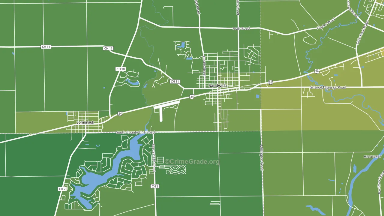 60548, IL Map of Vehicle Theft Rates