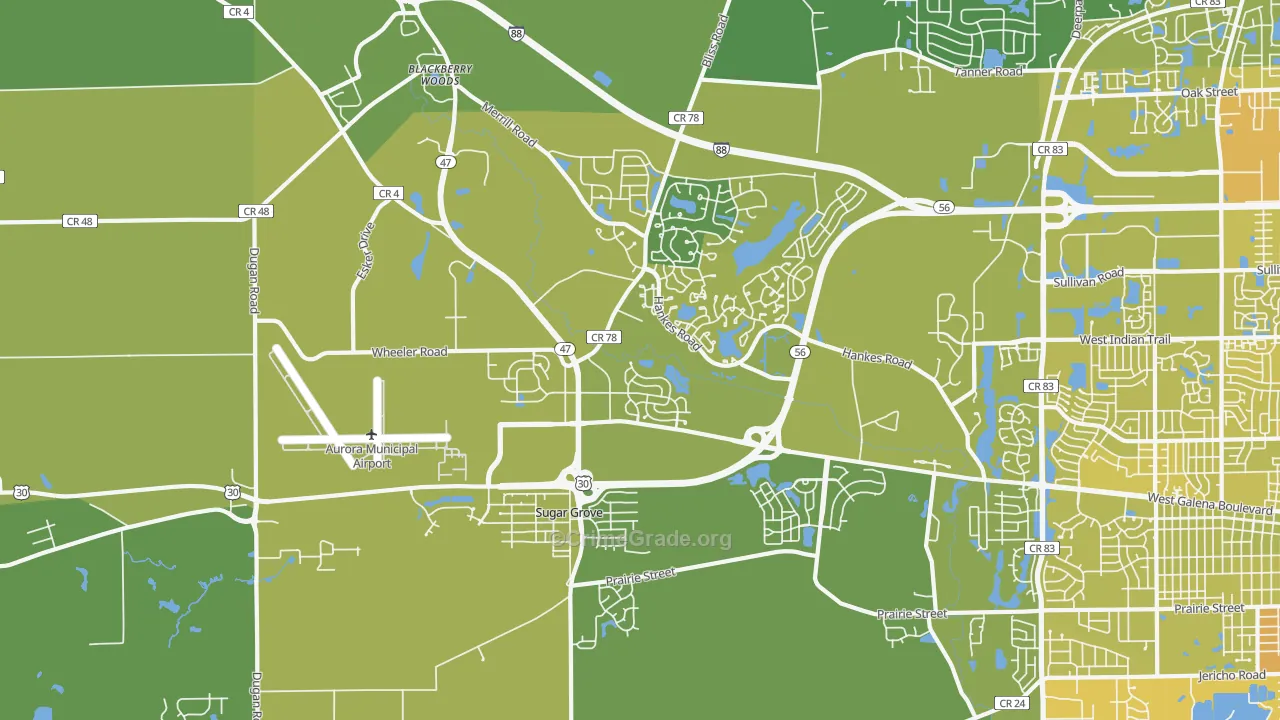 60554, IL Map of Vehicle Theft Rates