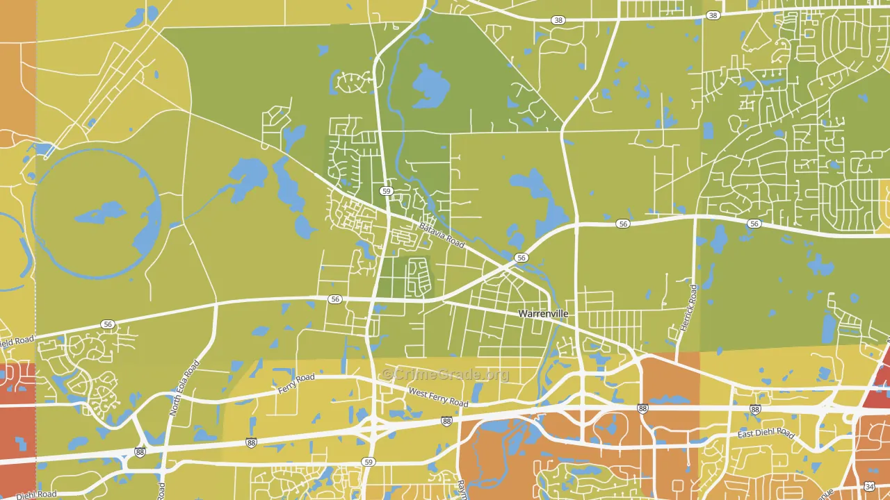 60555, IL Map of Vehicle Theft Rates