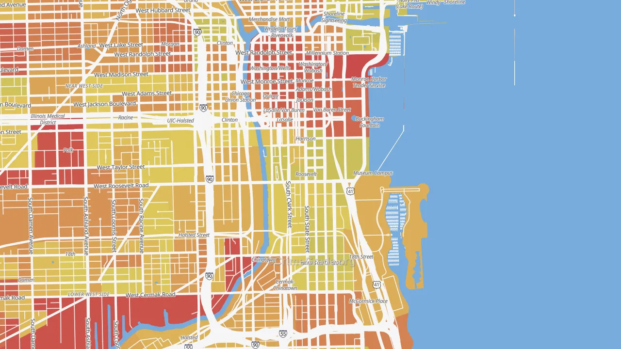 60605, IL Map of Vehicle Theft Rates