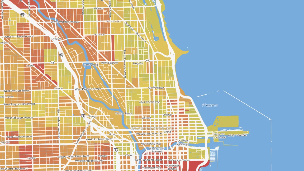 60610, IL Map of Vehicle Theft Rates