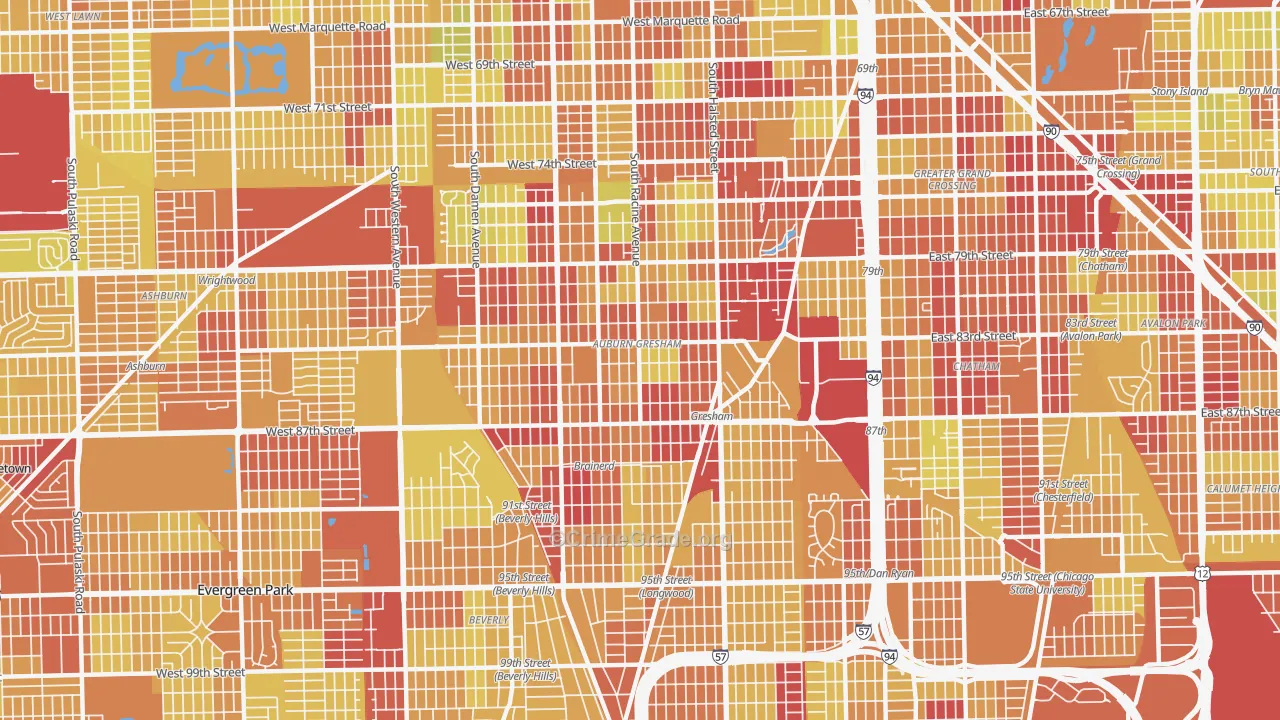 60620, IL Map of Vehicle Theft Rates