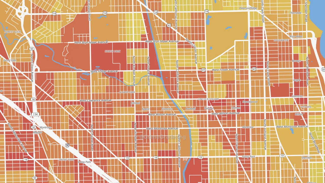 60625, IL Map of Vehicle Theft Rates