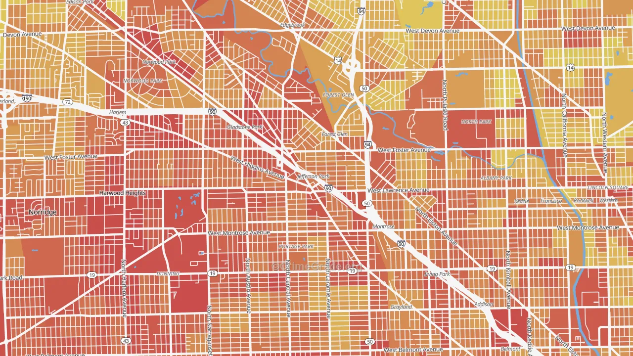 60630, IL Map of Vehicle Theft Rates