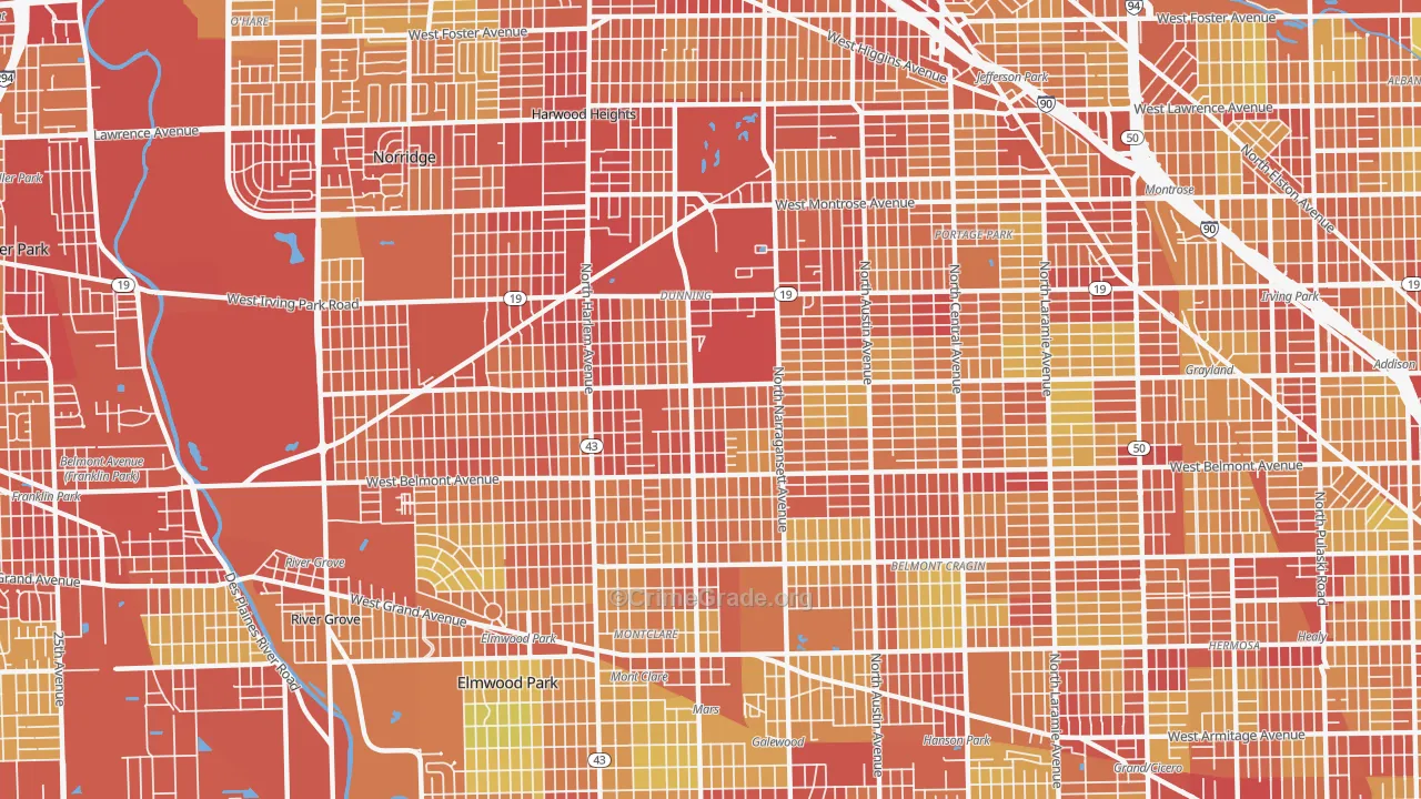 60634, IL Map of Vehicle Theft Rates