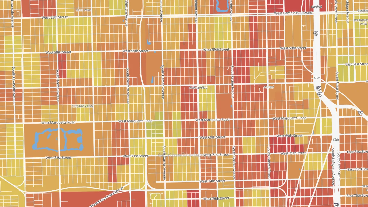 60636, IL Map of Vehicle Theft Rates