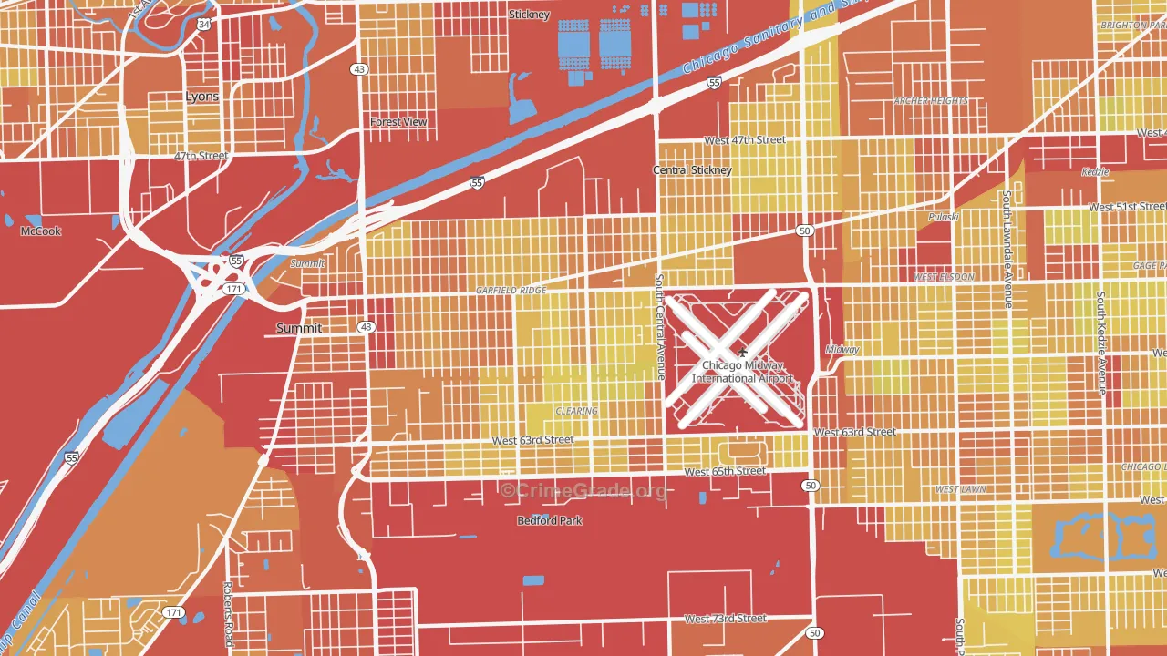 60638, IL Map of Vehicle Theft Rates
