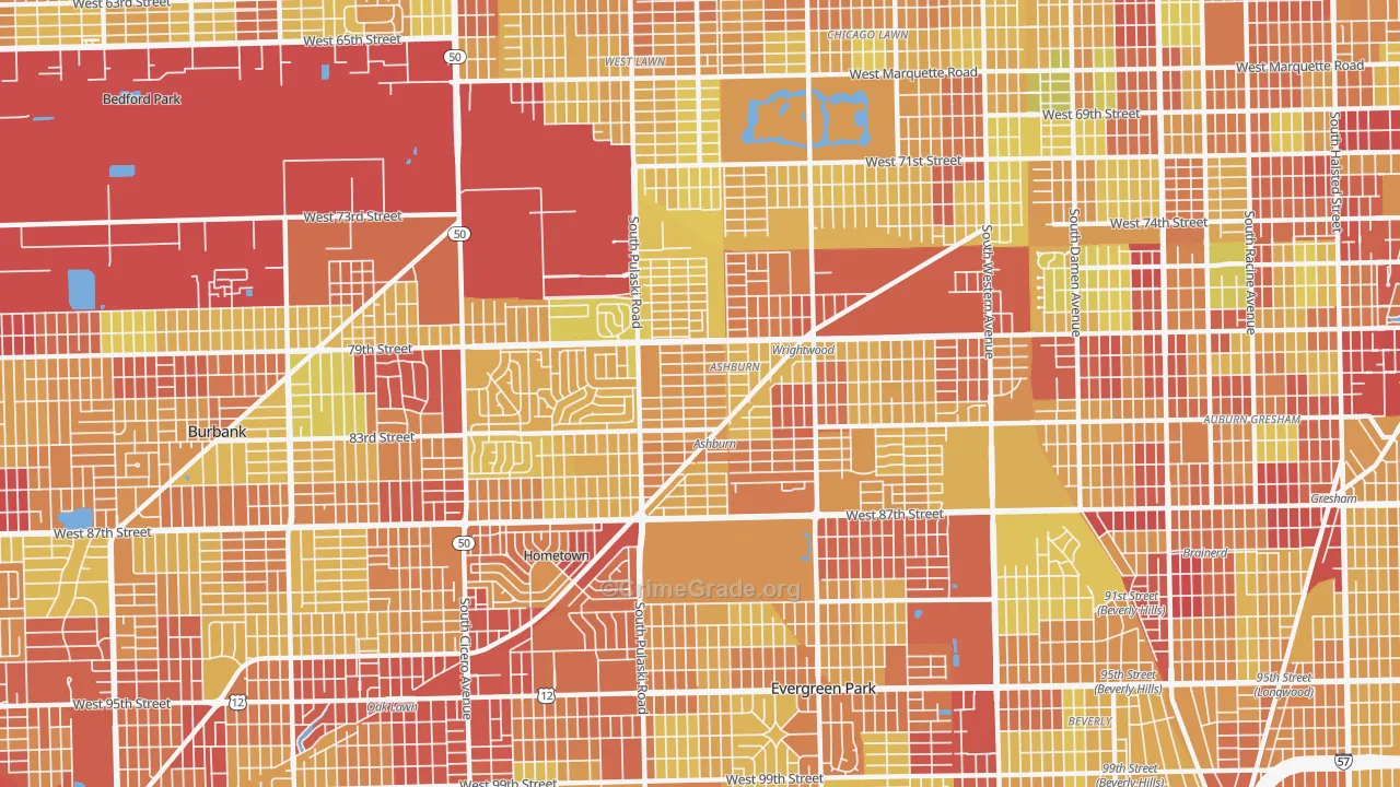 60652, IL Map of Vehicle Theft Rates