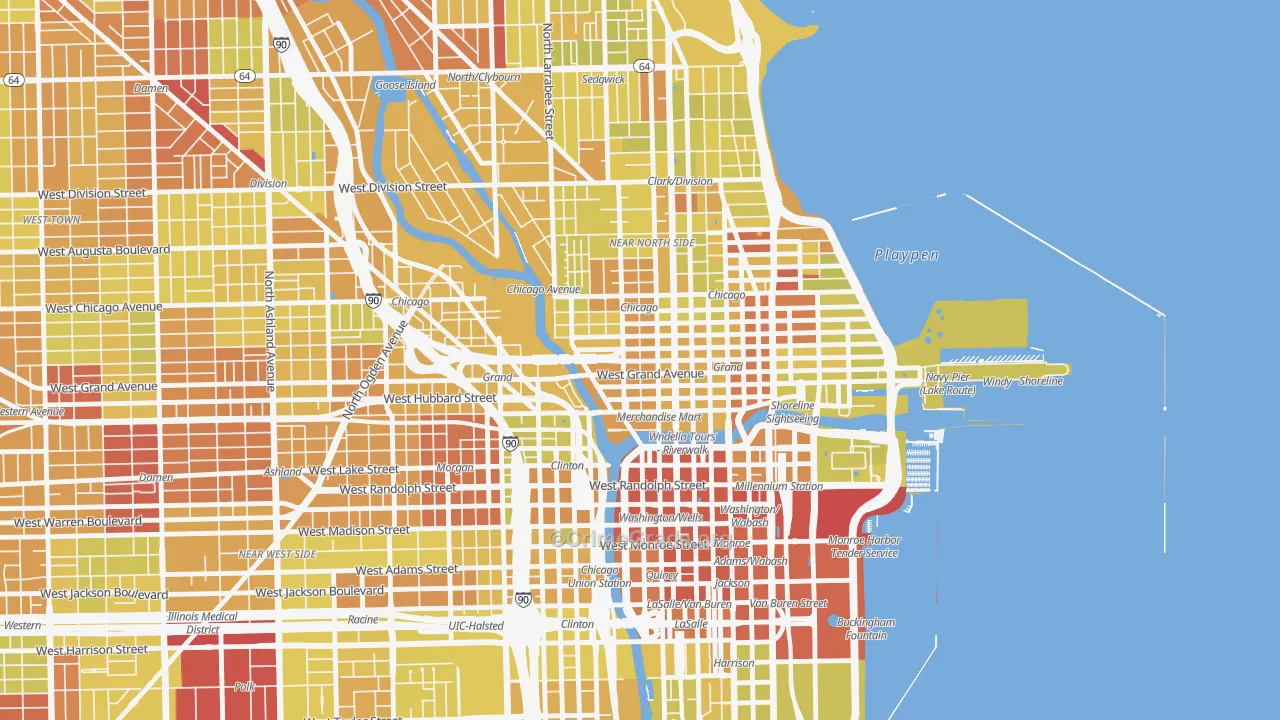60654, IL Map of Vehicle Theft Rates