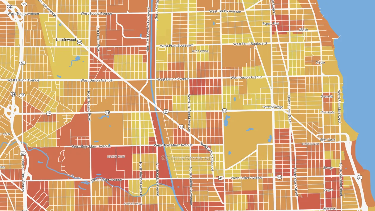 60659, IL Map of Vehicle Theft Rates