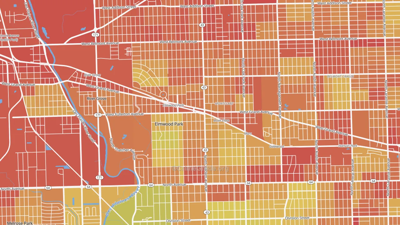 60707, IL Map of Vehicle Theft Rates