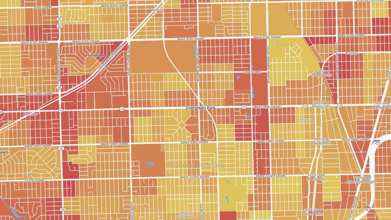 60805, IL Map of Vehicle Theft Rates