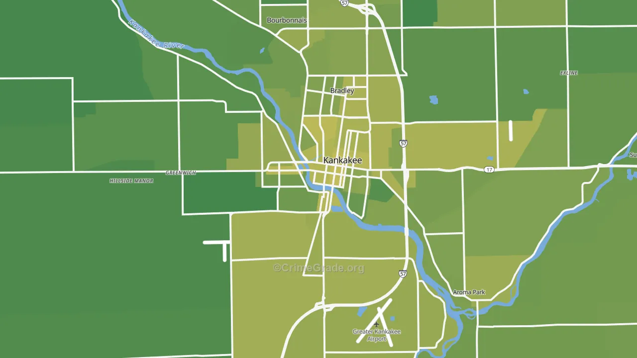 60901, IL Map of Vehicle Theft Rates