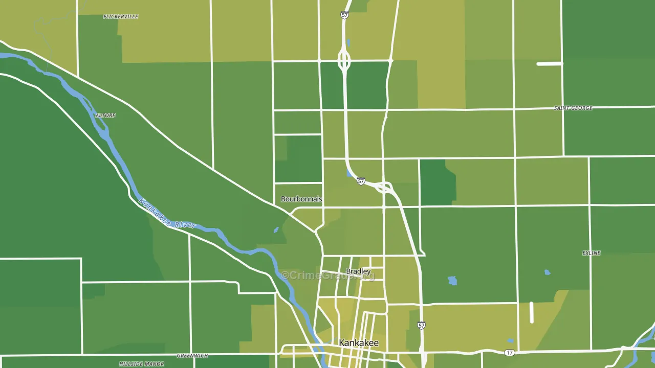 60914, IL Map of Vehicle Theft Rates