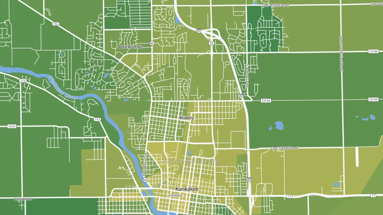 60915, IL Map of Vehicle Theft Rates