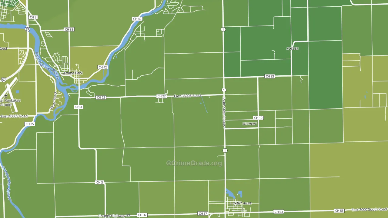 60964, IL Map of Vehicle Theft Rates