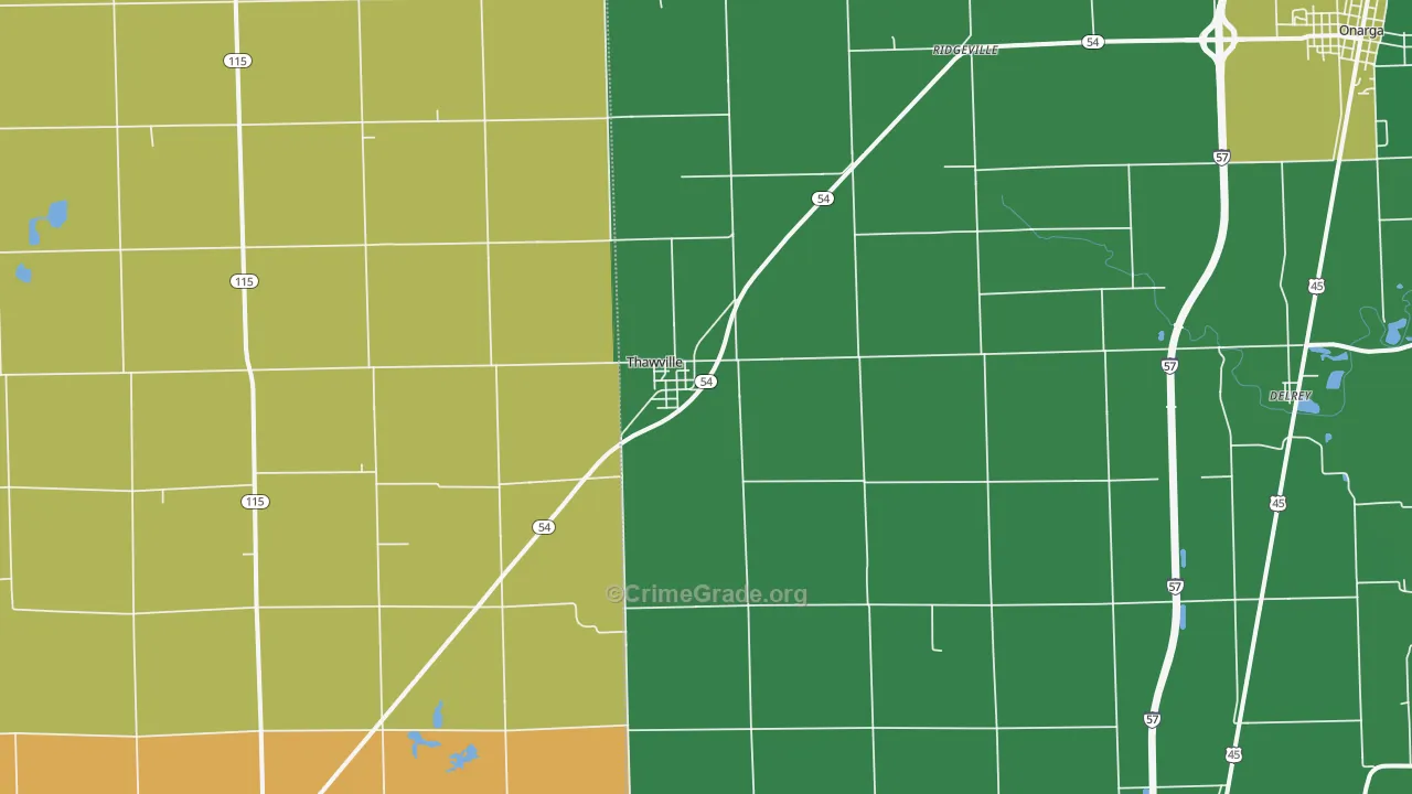 60968, IL Map of Vehicle Theft Rates