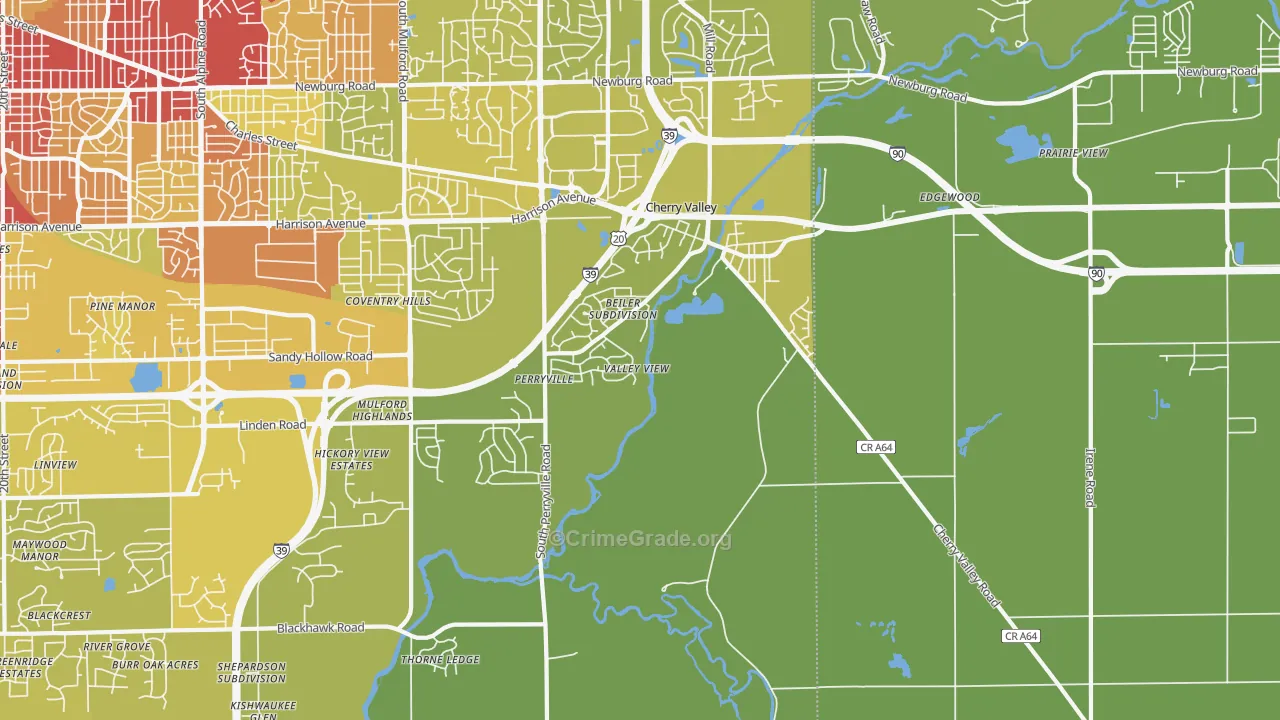 61016, IL Map of Vehicle Theft Rates