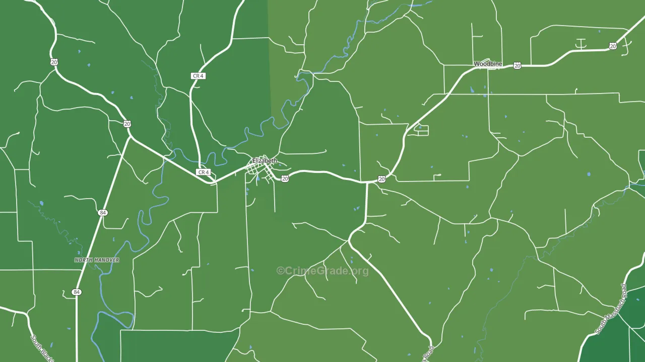 61028, IL Map of Vehicle Theft Rates