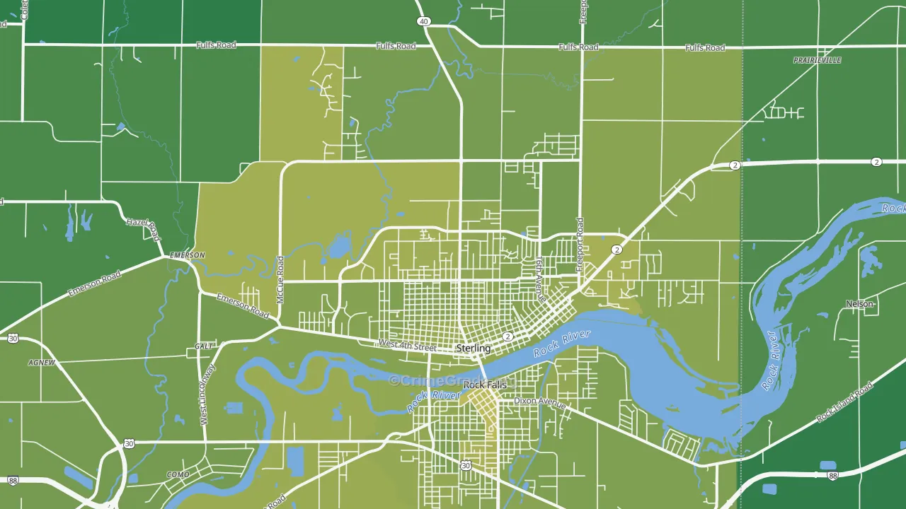61081, IL Map of Vehicle Theft Rates