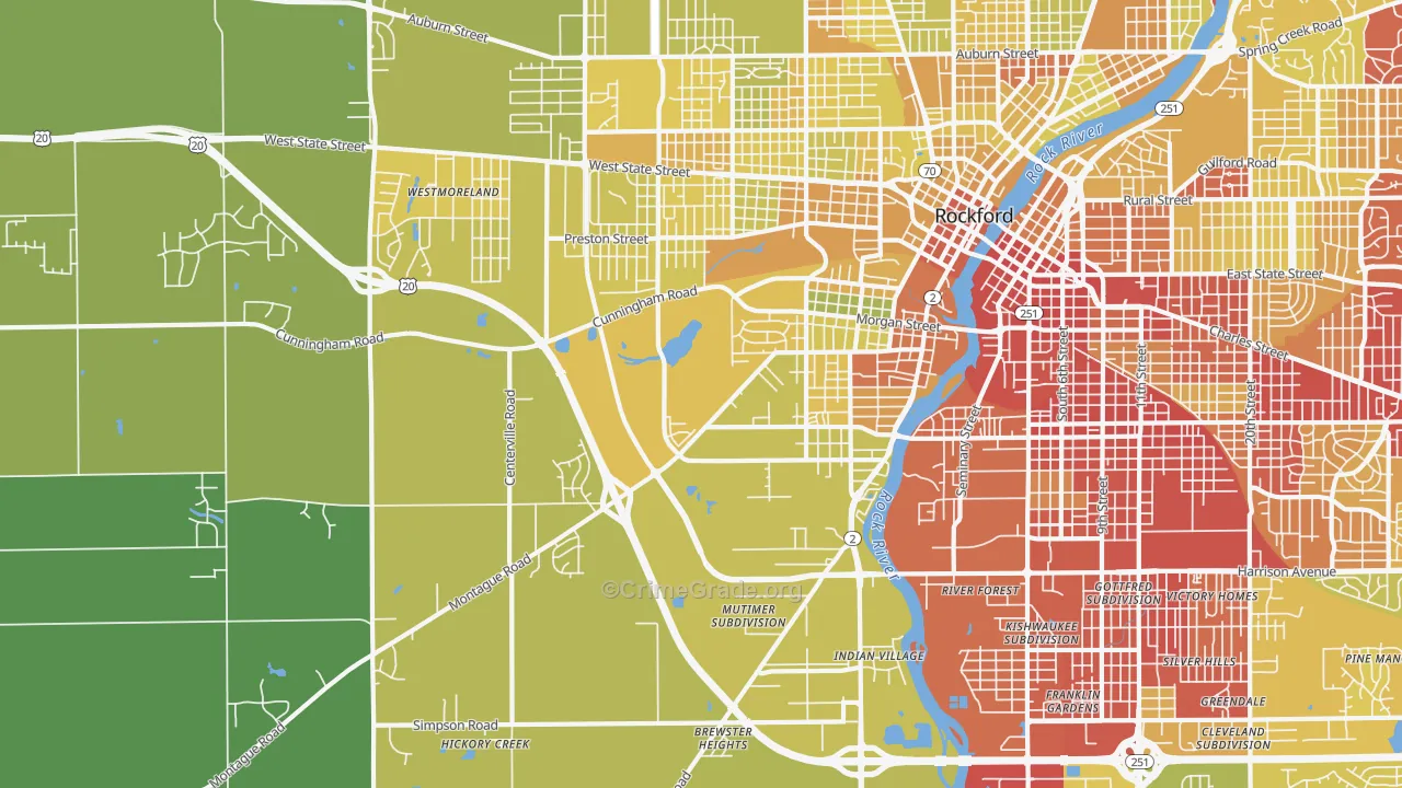 61102, IL Map of Vehicle Theft Rates