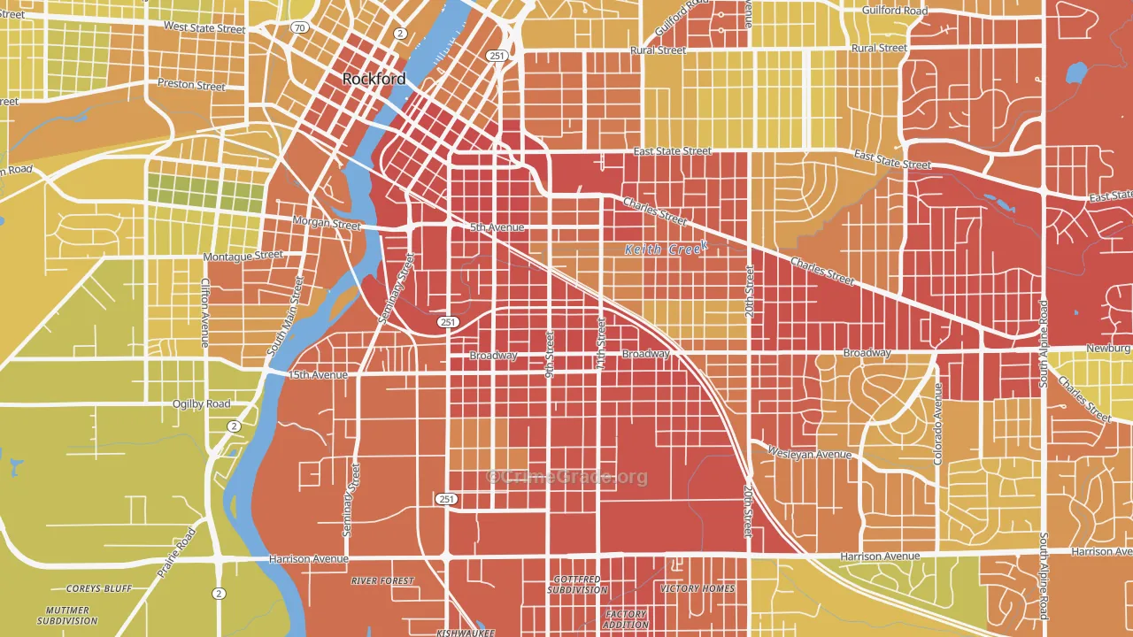 61104, IL Map of Vehicle Theft Rates