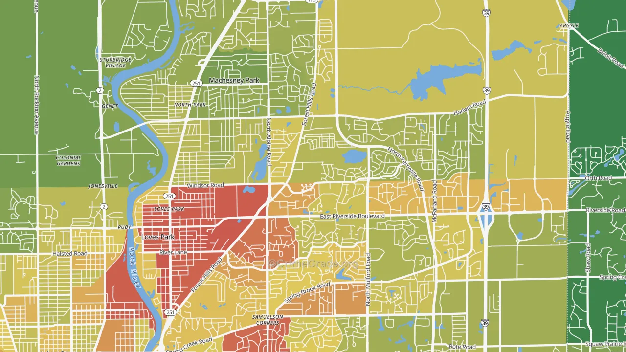 61111, IL Map of Vehicle Theft Rates