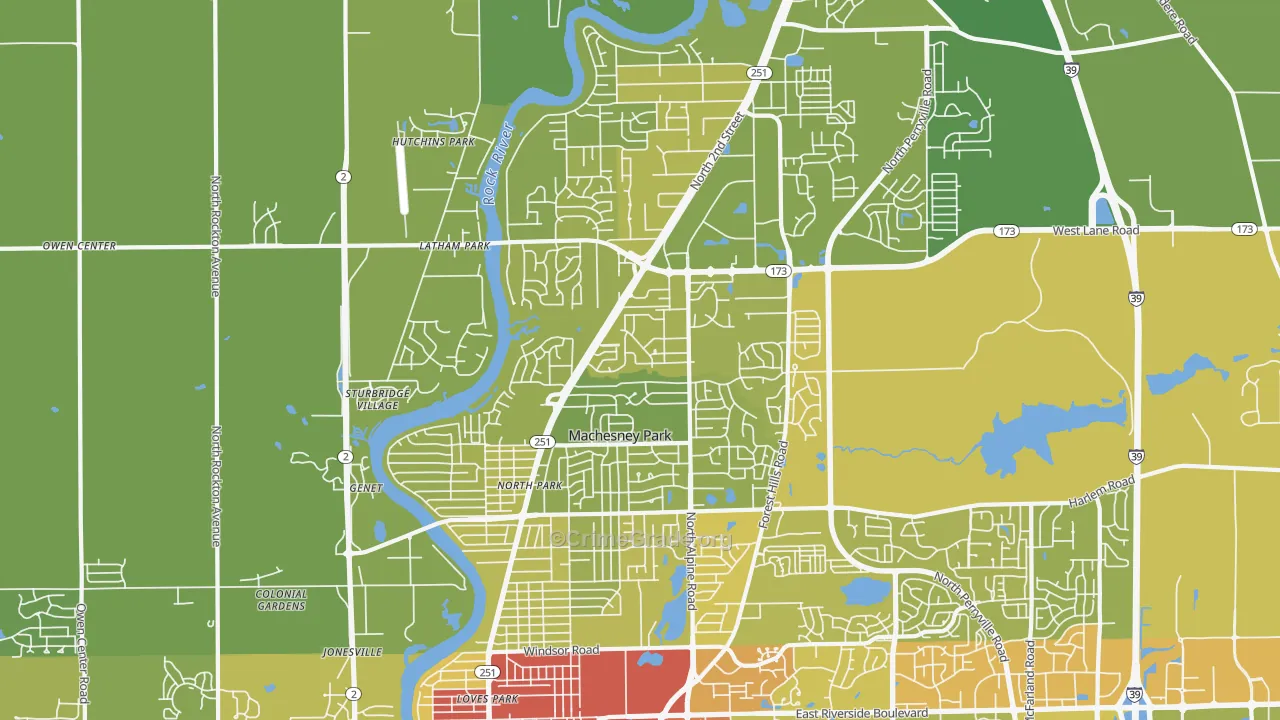 61115, IL Map of Vehicle Theft Rates