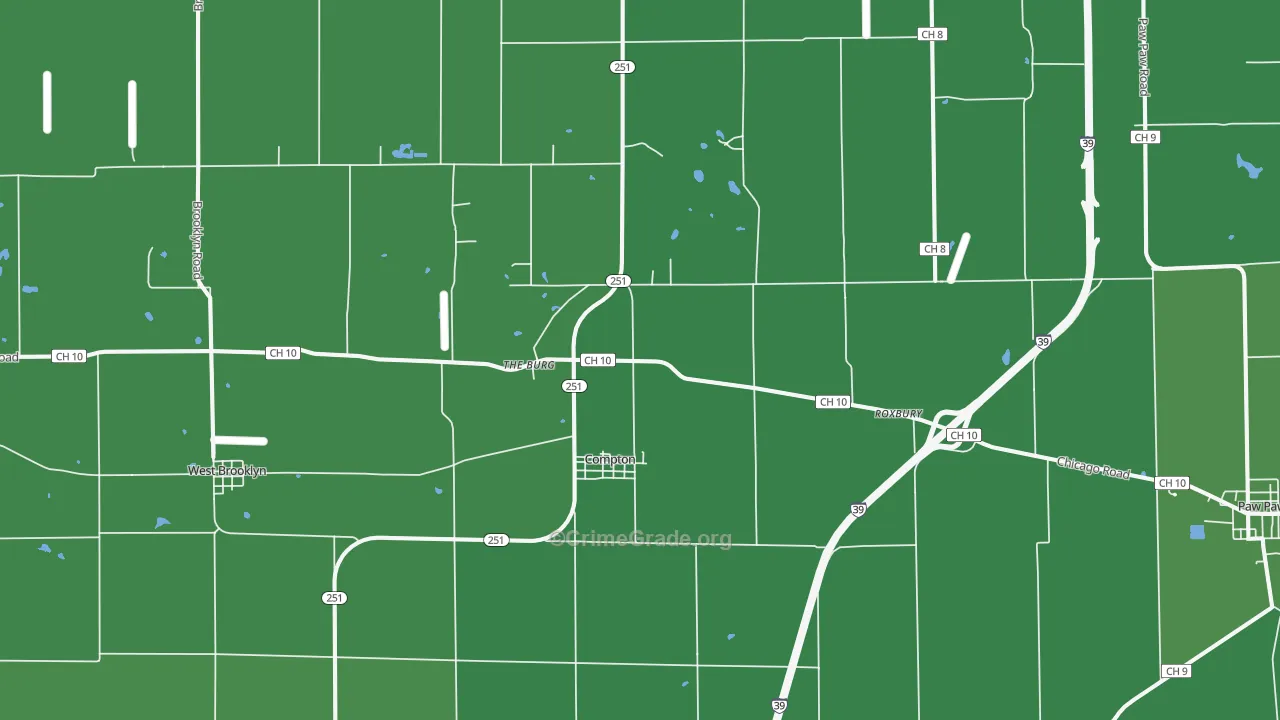 61318, IL Map of Vehicle Theft Rates