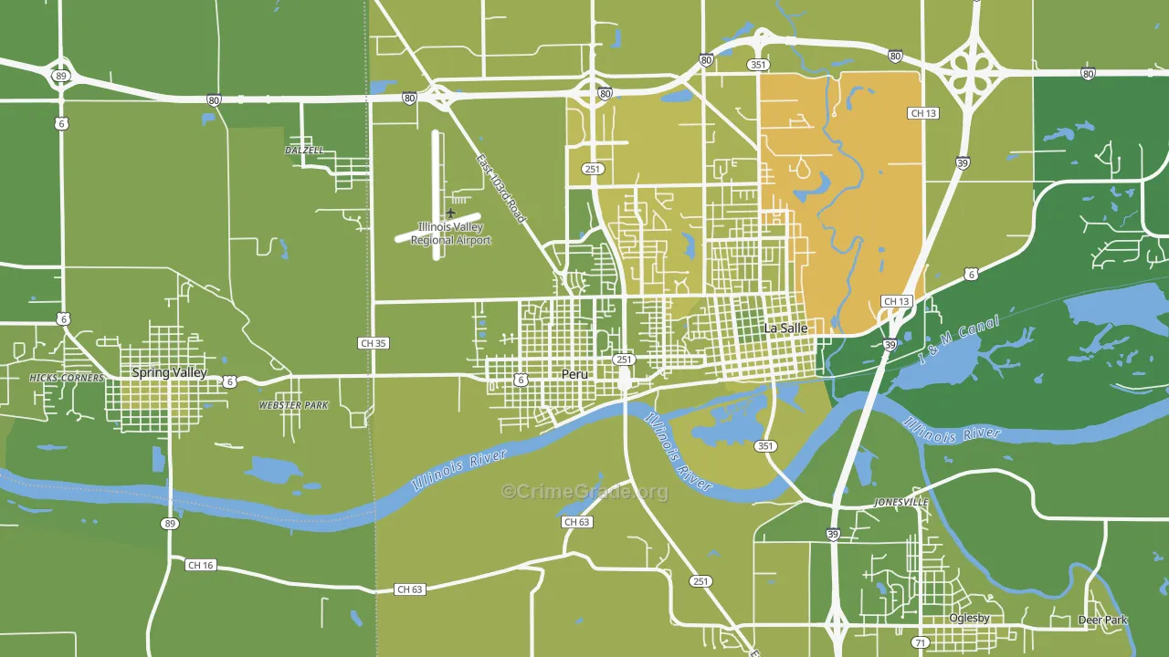 61354, IL Map of Vehicle Theft Rates