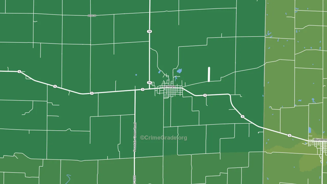 61450, IL Map of Vehicle Theft Rates