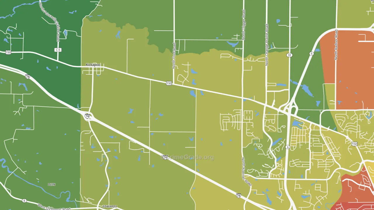 61528, IL Map of Vehicle Theft Rates