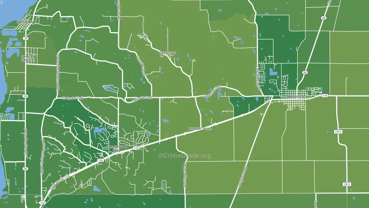 61548, IL Map of Vehicle Theft Rates