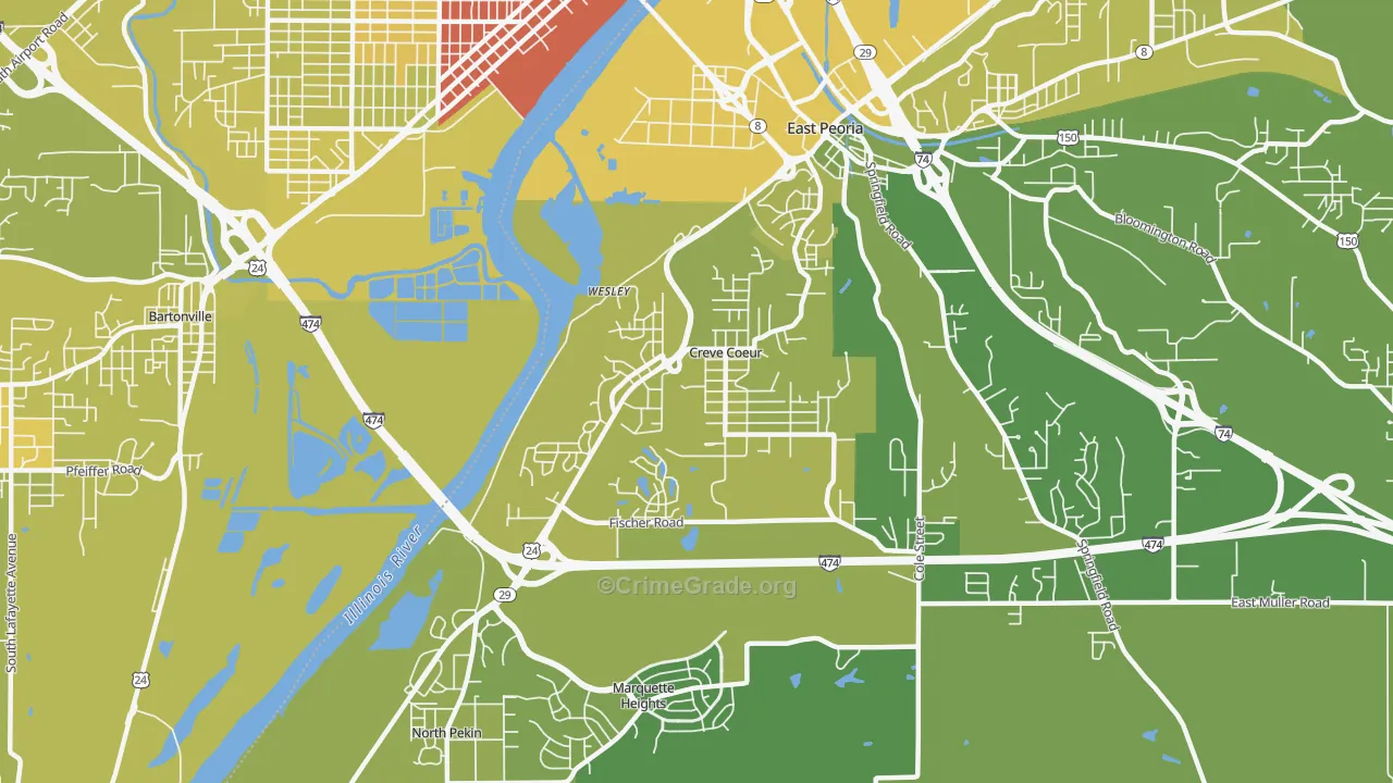 61610, IL Map of Vehicle Theft Rates