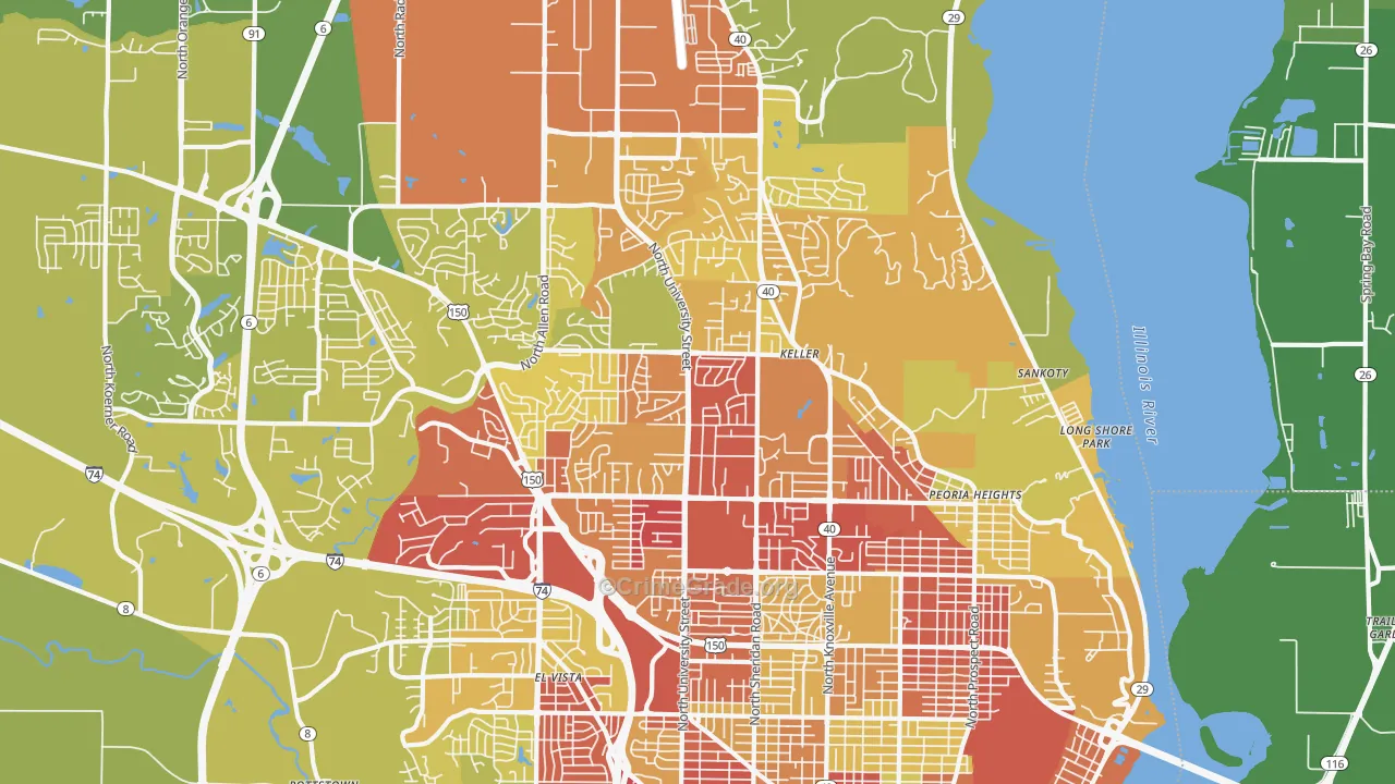 61614, IL Map of Vehicle Theft Rates