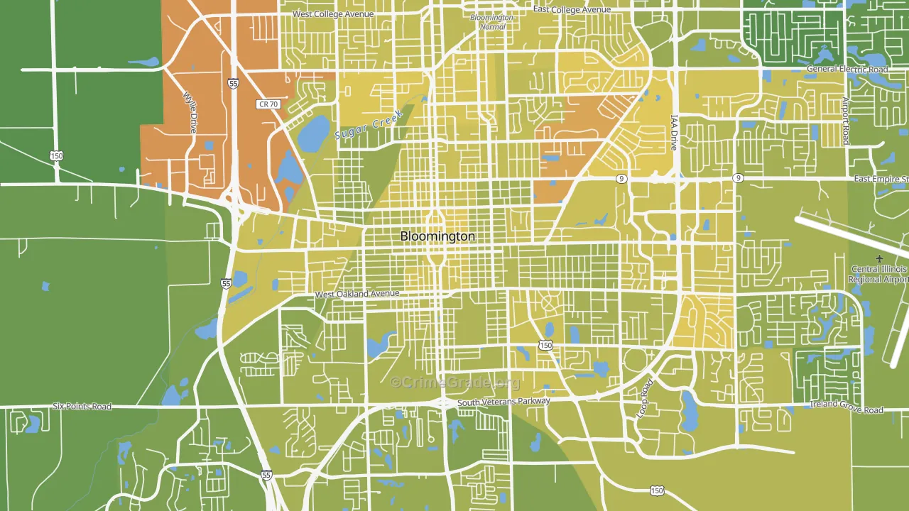 61701, IL Map of Vehicle Theft Rates