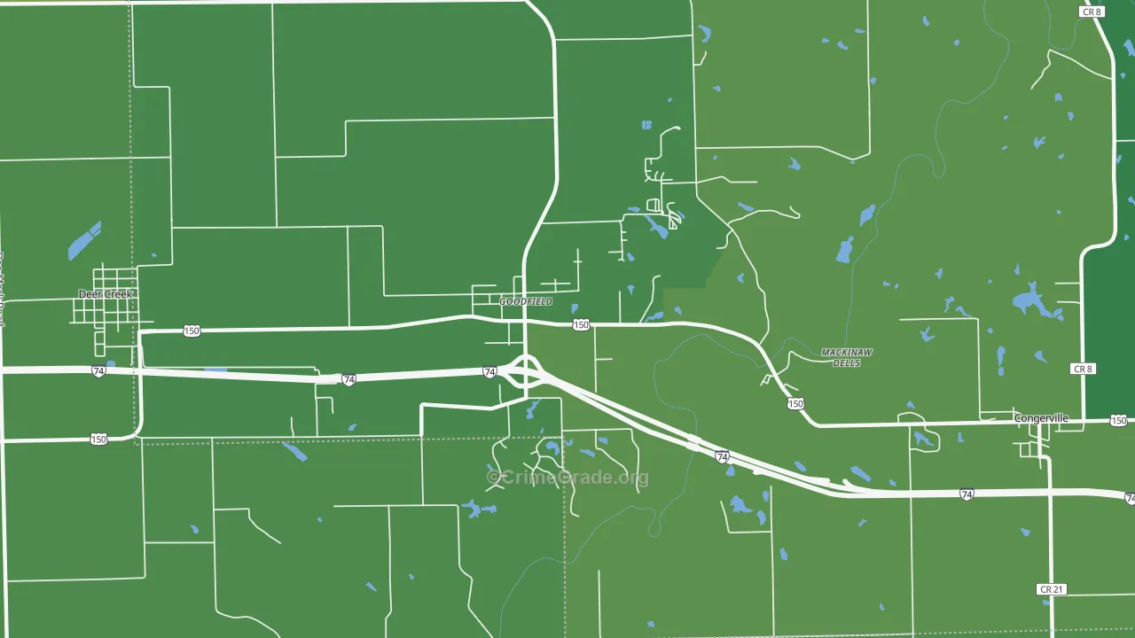 61742, IL Map of Vehicle Theft Rates