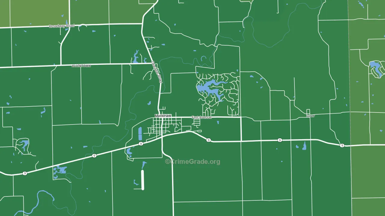 61755, IL Map of Vehicle Theft Rates