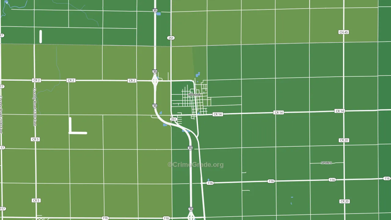 61760, IL Map of Vehicle Theft Rates