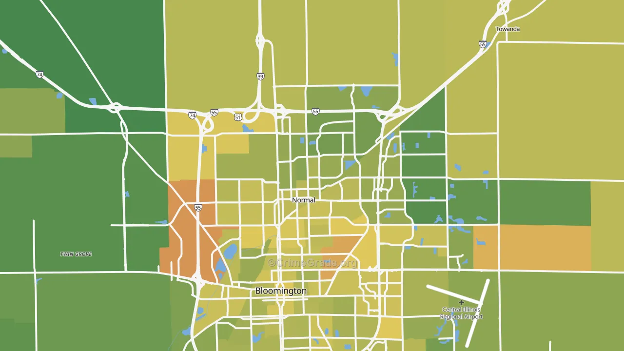 61761, IL Map of Vehicle Theft Rates