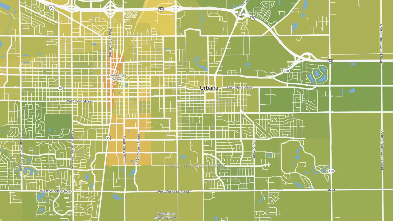 61801, IL Map of Vehicle Theft Rates