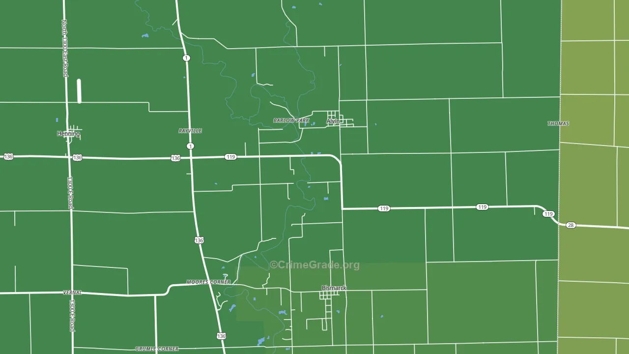 61811, IL Map of Vehicle Theft Rates