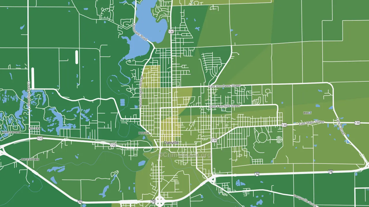 61832, IL Map of Vehicle Theft Rates